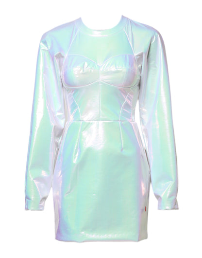 فستان دولتشي آند غابانا قصير ضيق بأكمام طويلة باللون الأبيض