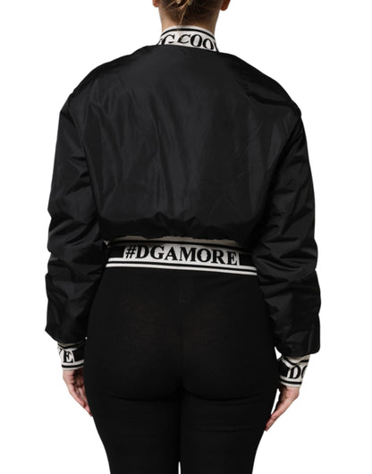 Dolce &amp; Gabbana – Bomberjacke „#DGFamily“ aus schwarzem Nylon mit durchgehendem Reißverschluss