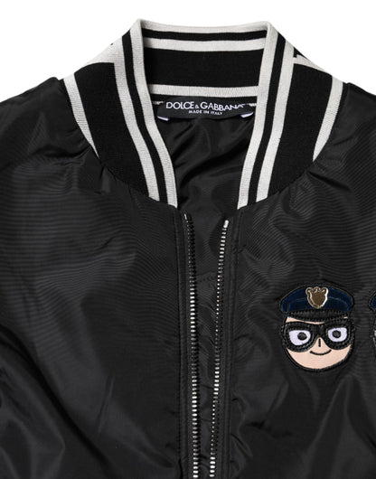 Dolce &amp; Gabbana – Bomberjacke „#DGFamily“ aus schwarzem Nylon mit durchgehendem Reißverschluss