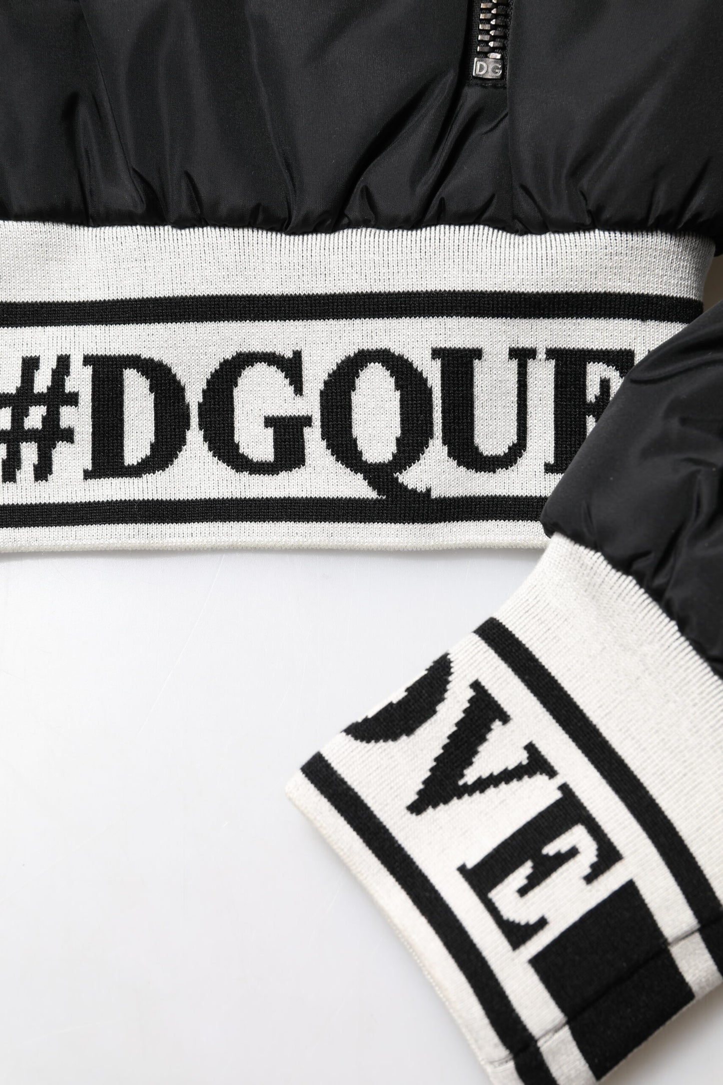 Dolce & Gabbana Black Nylon #DGFamily Full Zip Bomber Jacket