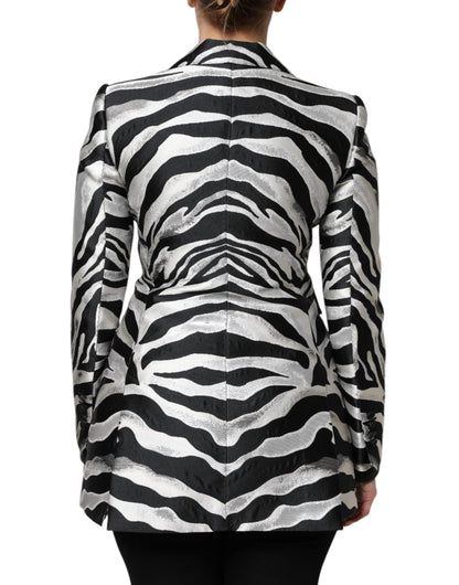 Dolce &amp; Gabbana Schwarz-Weiß-Polyester-Blazerjacke für Damen