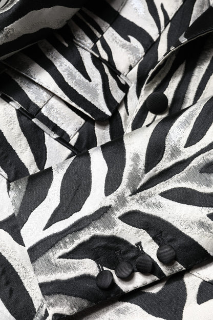 جاكيت بليزر نسائي من البوليستر باللونين الأسود والأبيض من دولتشي آند غابانا