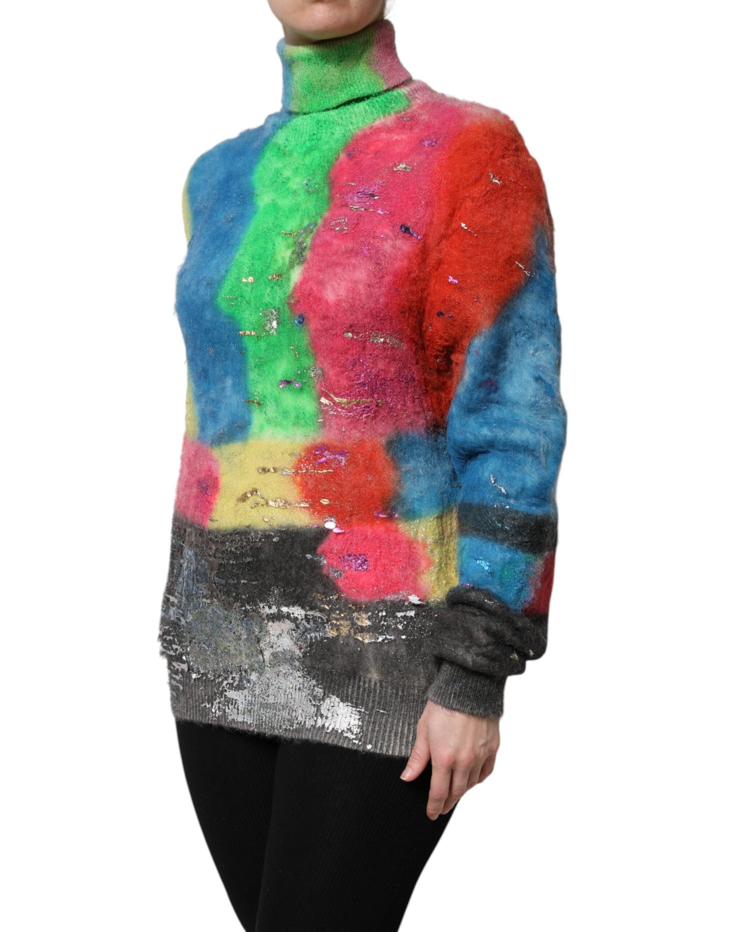 Dolce &amp; Gabbana Mehrfarbiger Rollkragenpullover aus Mohair
