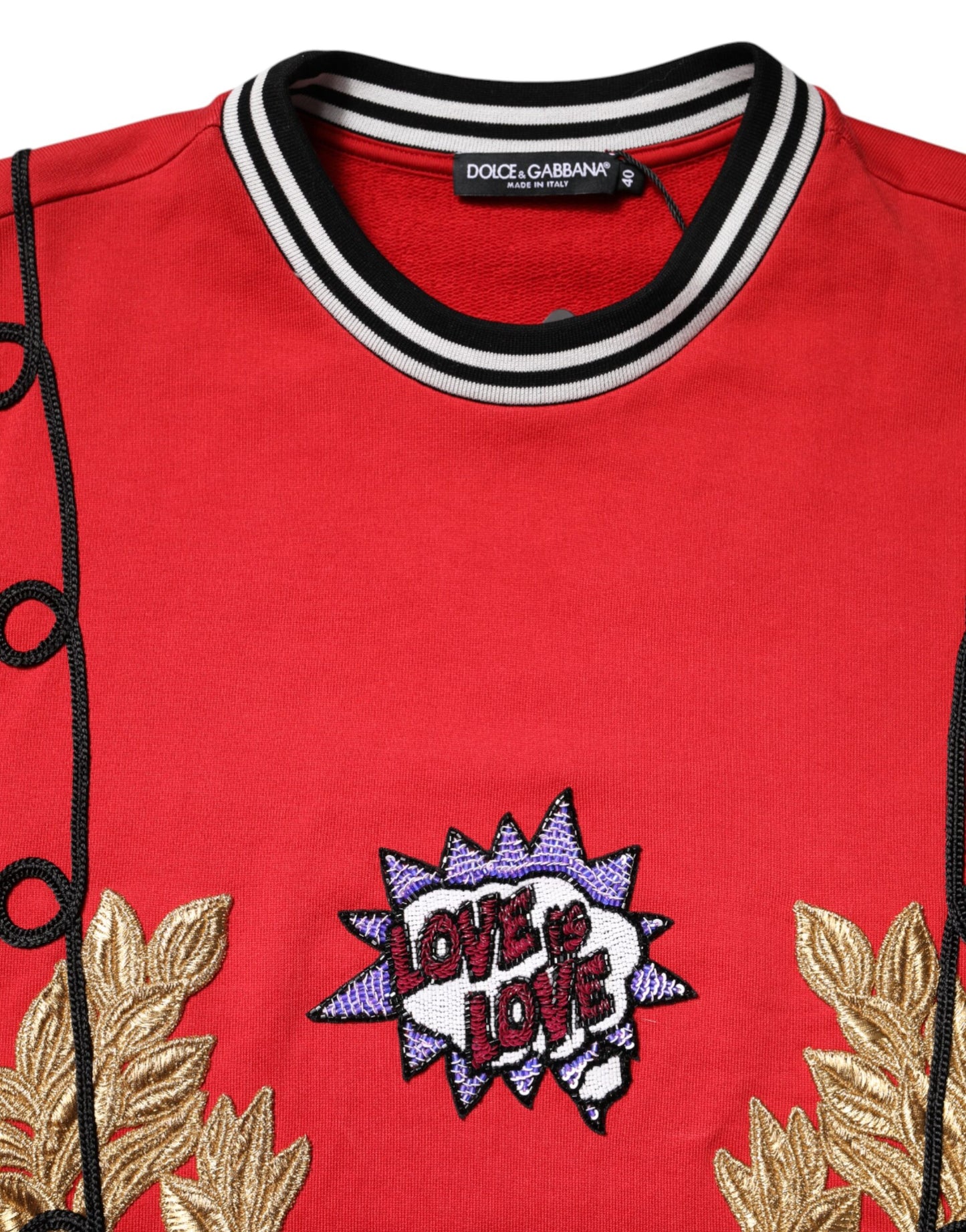 Dolce & Gabbana Red Cotton Queen Sequined Pullover Sweater