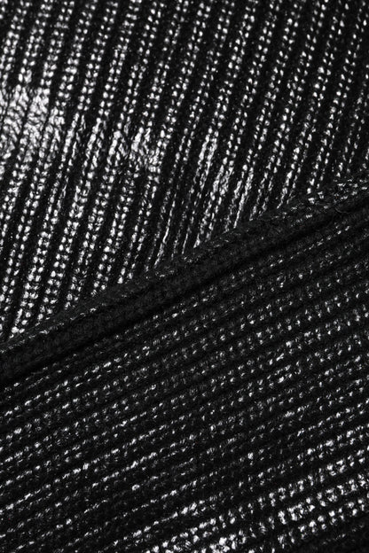 Dolce & Gabbana Black Wool Long Sleeve Turtleneck Cropped Top