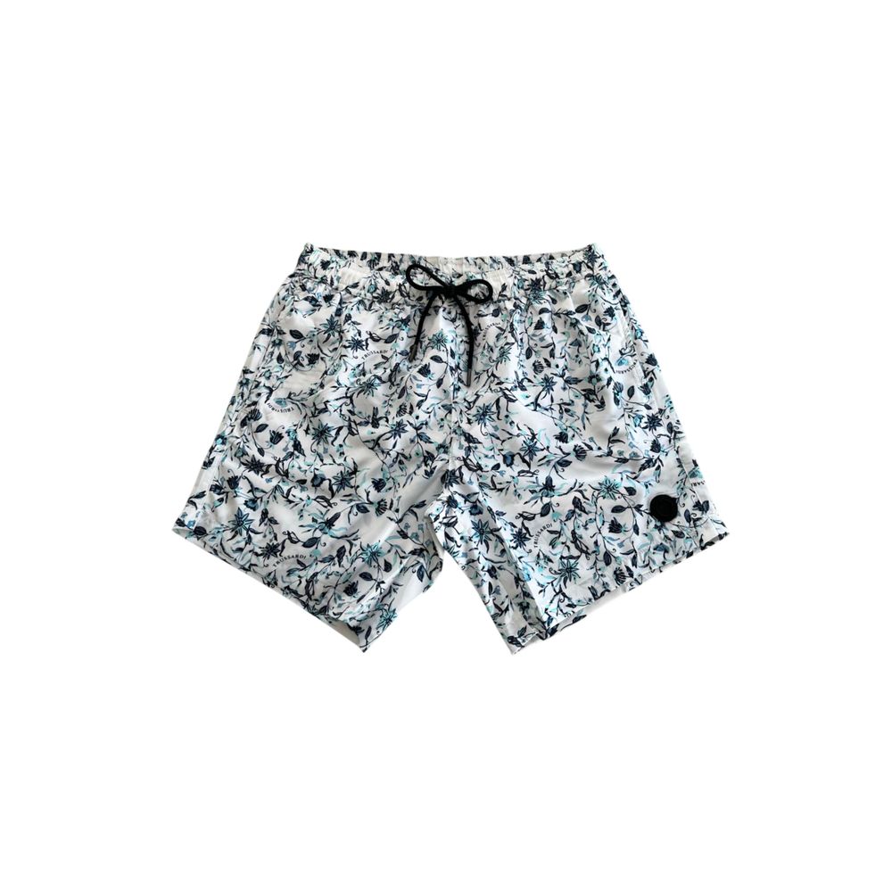 Trussardi Beachwear Weiße Polyester-Badeshorts für Herren
