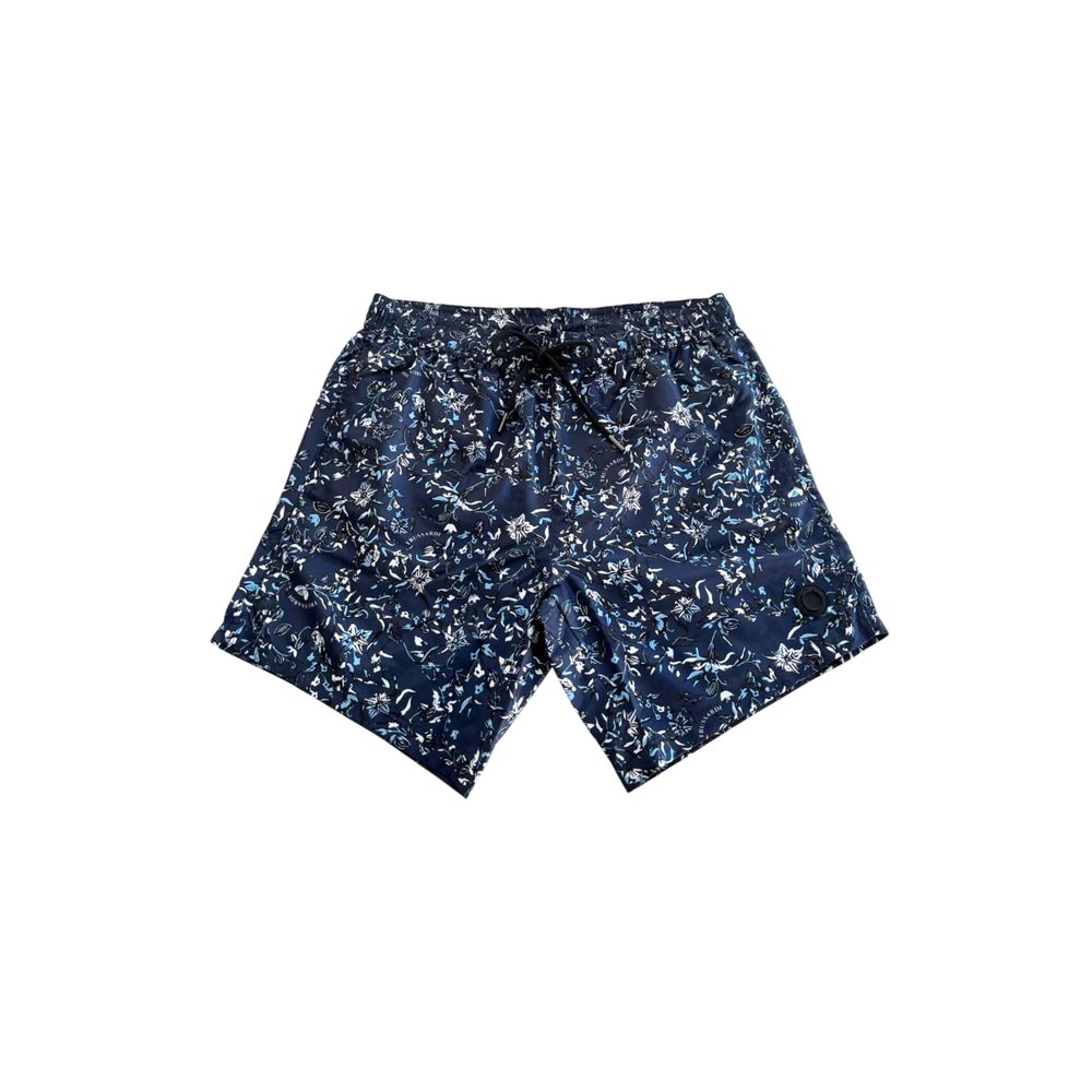 Trussardi Beachwear Blaue Polyester-Badeshorts für Herren
