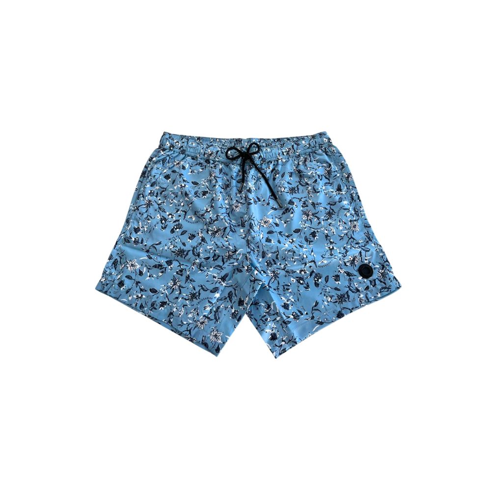 Trussardi Beachwear Hellblaue Polyester-Badeshorts für Herren