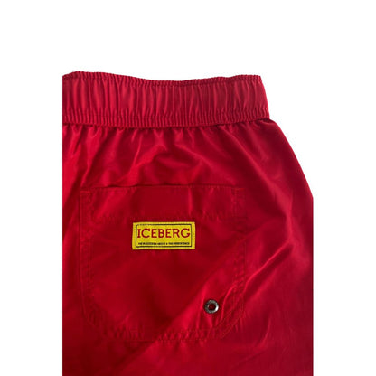 Iceberg Rote Polyester-Badeshorts für Herren