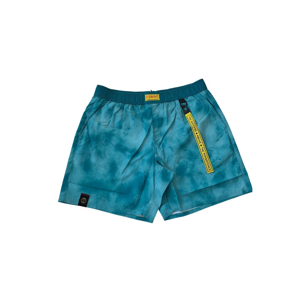 Iceberg Hellblaue Polyester-Badeshorts für Herren
