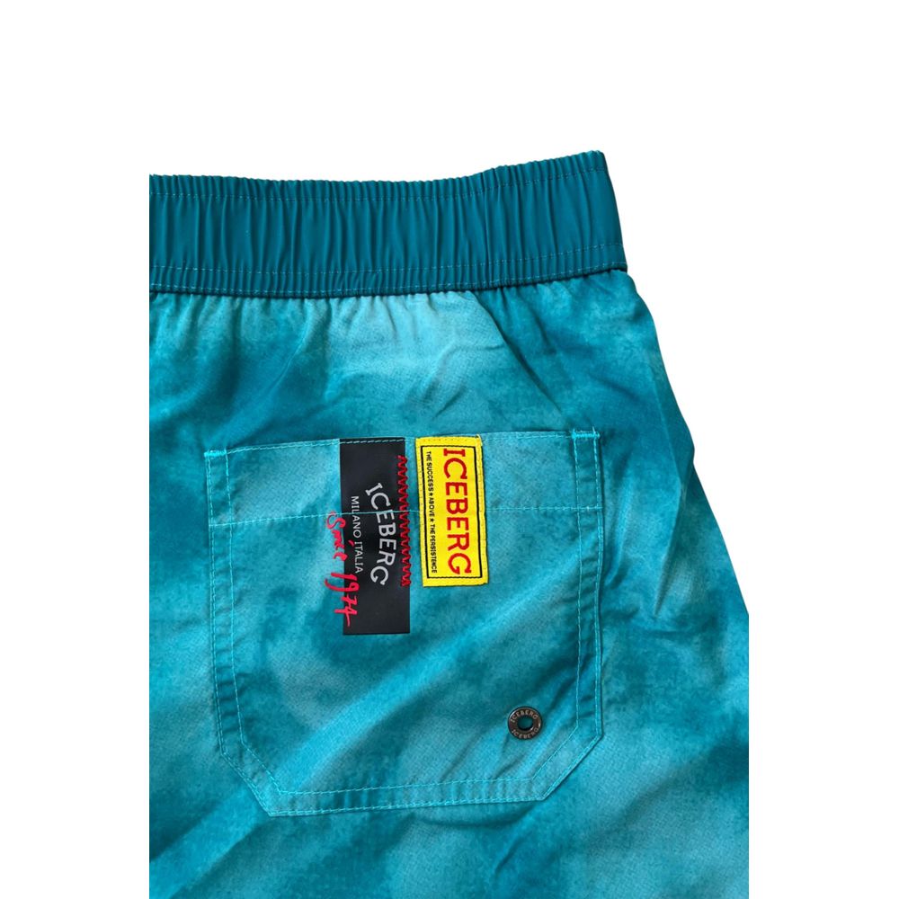 Iceberg Hellblaue Polyester-Badeshorts für Herren