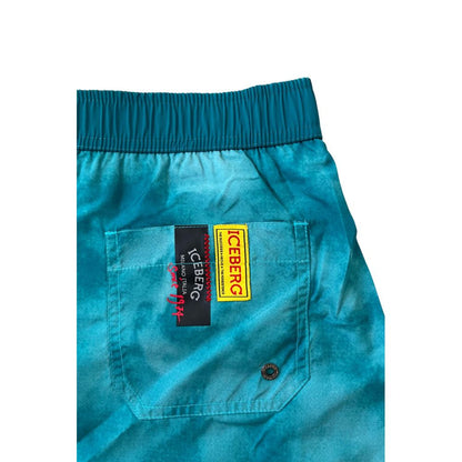 Iceberg Hellblaue Polyester-Badeshorts für Herren