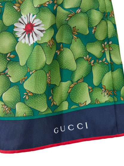 Grüne Seidenshorts mit Blumendruck von Gucci