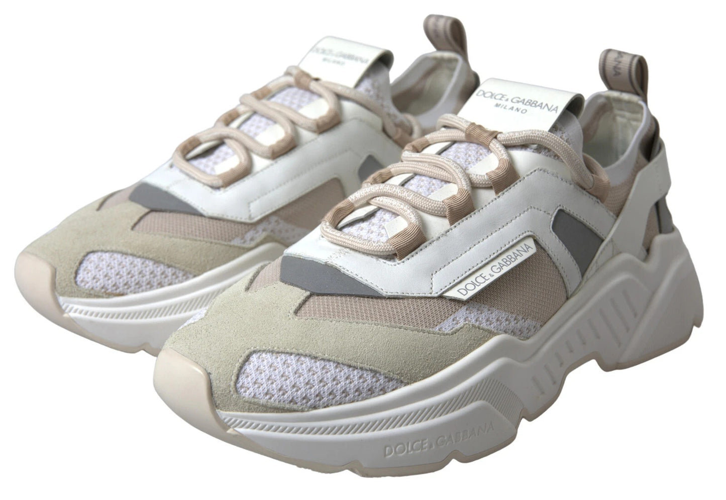 Dolce &amp; Gabbana Sneakers Weiß Beige Leder Sport DAYMASTER Schuhe