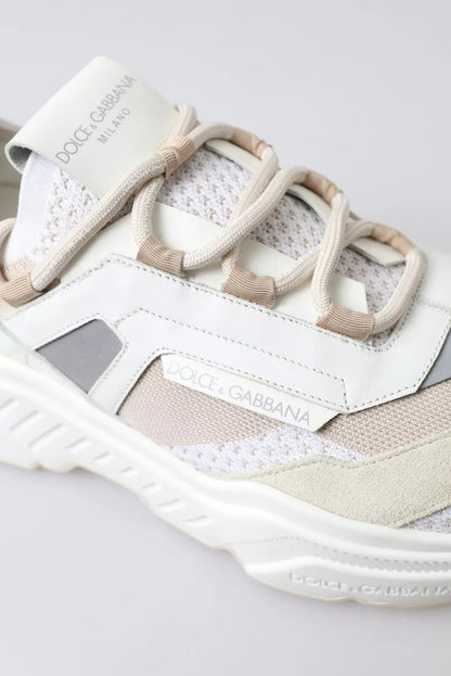 Dolce &amp; Gabbana Sneakers Weiß Beige Leder Sport DAYMASTER Schuhe