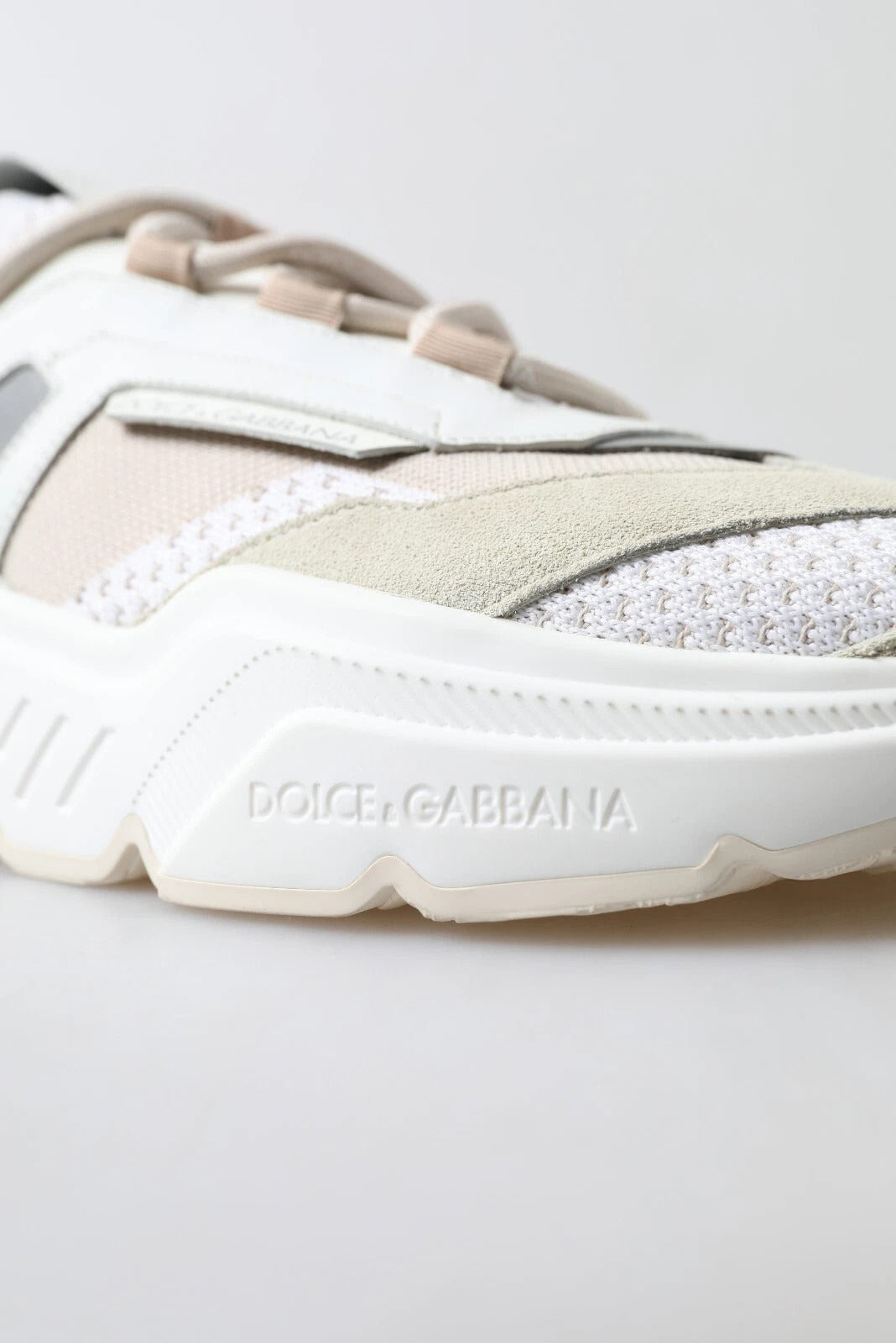 Dolce &amp; Gabbana Sneakers Weiß Beige Leder Sport DAYMASTER Schuhe