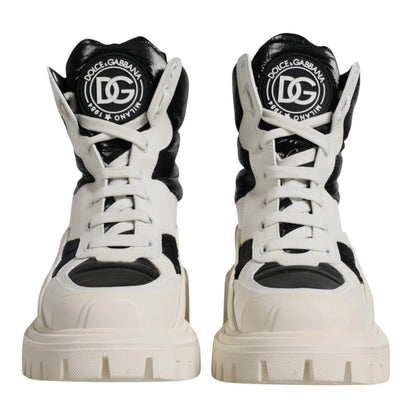 Dolce & Gabbana White Padded Mid Calf Lace Up Boots Shoes