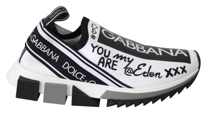 Dolce &amp; Gabbana – Slip-On-Sorrento-Sneaker in Weiß und Schwarz