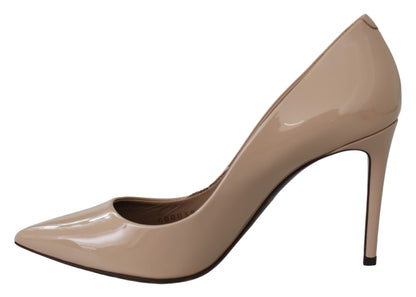 Dolce &amp; Gabbana – Beige Pumps aus Lackleder mit Stilettoabsatz