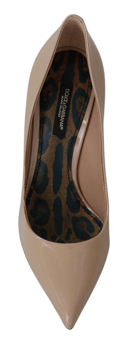 Dolce &amp; Gabbana – Beige Pumps aus Lackleder mit Stilettoabsatz