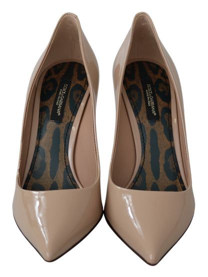 Dolce &amp; Gabbana – Beige Pumps aus Lackleder mit Stilettoabsatz