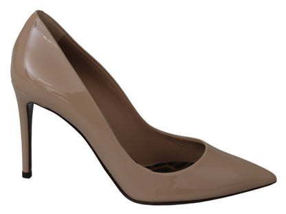 Dolce &amp; Gabbana – Beige Pumps aus Lackleder mit Stilettoabsatz