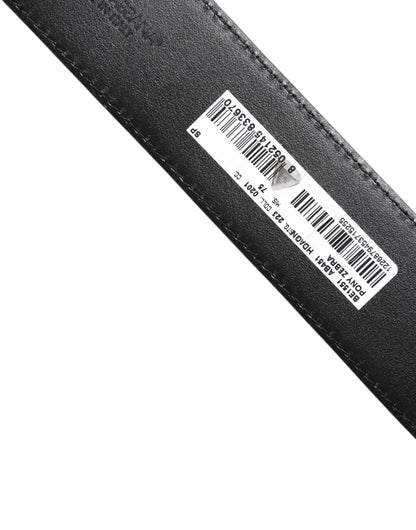 Dolce &amp; Gabbana Weiß-schwarzer Ledergürtel mit Zebra-DG-Kristallschnalle