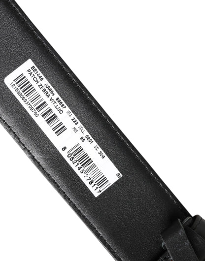Dolce &amp; Gabbana Schwarz-weißer Ledergürtel mit DG-Metallschnalle