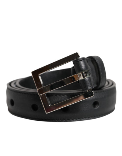 Dolce & Gabbana Black Classic Calfskin Leather Buckle Belt