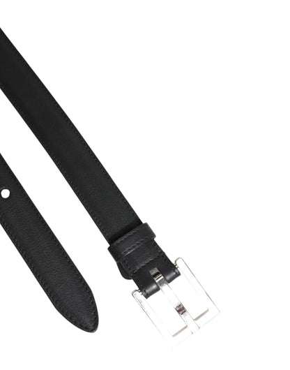 Dolce & Gabbana Black Classic Calfskin Leather Buckle Belt