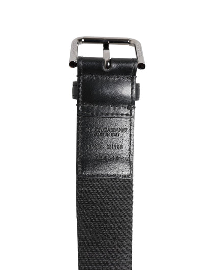 Dolce &amp; Gabbana Gürtel mit schwarzer und blauer DG-Logo-Schnalle aus silbernem Metall