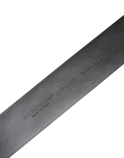 Dolce &amp; Gabbana – Schwarzer Gürtel aus Kalbsleder mit silberner Nietenschnalle