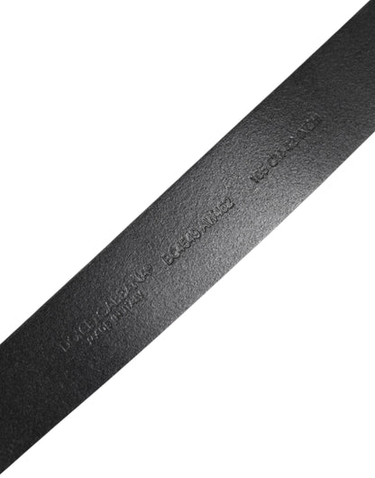 Dolce &amp; Gabbana – Klassischer schwarzer Ledergürtel mit Metallschnalle