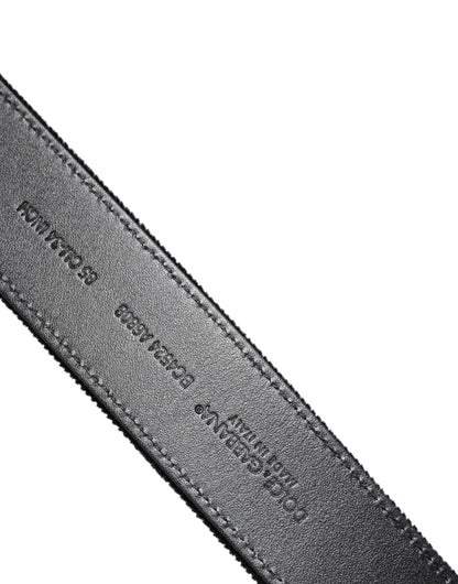 Dolce &amp; Gabbana Schwarzer Baumwollgürtel mit silberner Metallschnalle