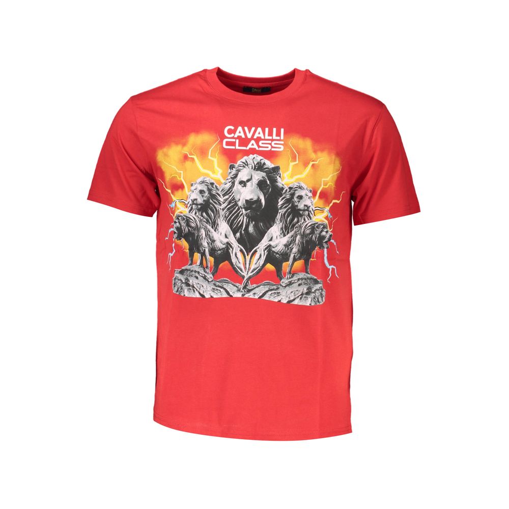 Cavalli Class Rotes Herren-T-Shirt aus Baumwolle