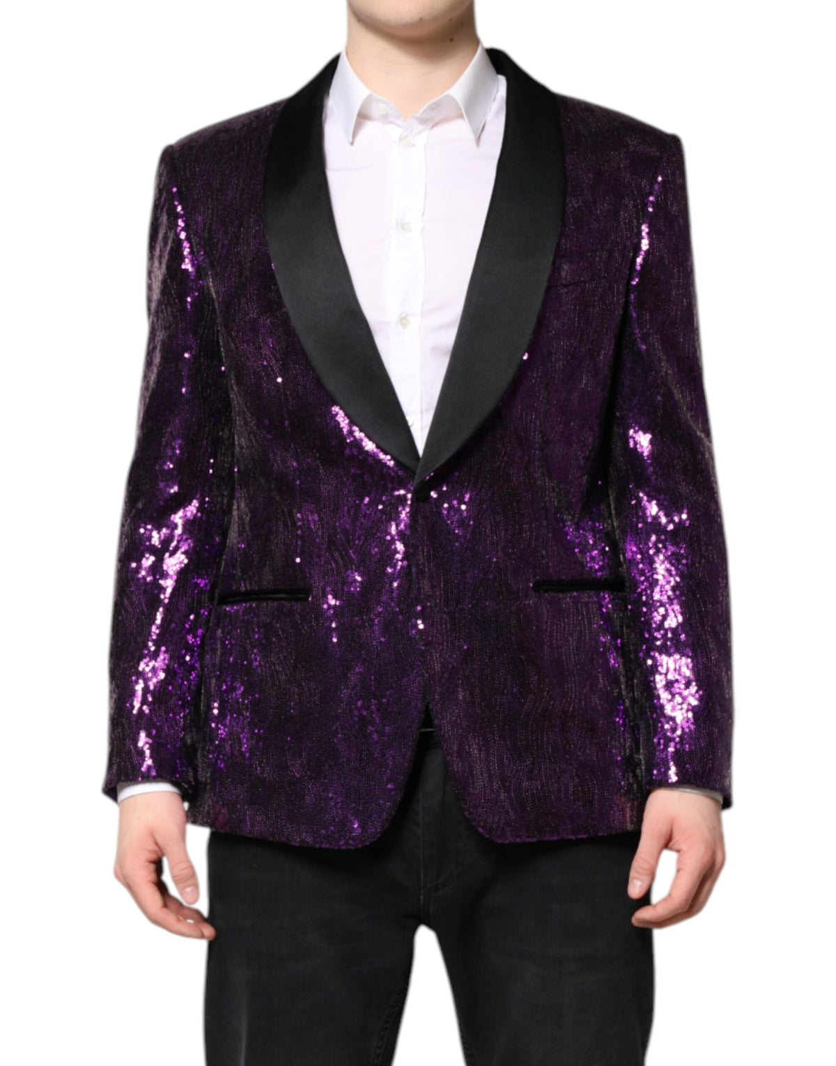 Dolce &amp; Gabbana Lila SICILIA Manteljacke mit Paillettenverzierung