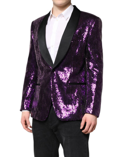 Dolce &amp; Gabbana Lila SICILIA Manteljacke mit Paillettenverzierung