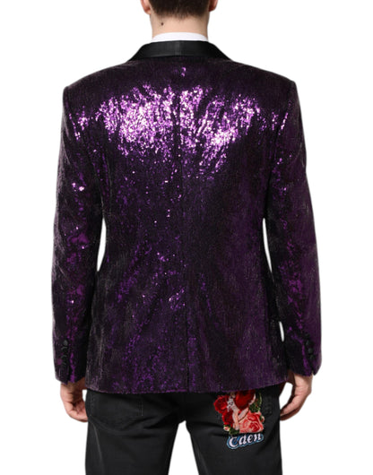 Dolce &amp; Gabbana Lila SICILIA Manteljacke mit Paillettenverzierung