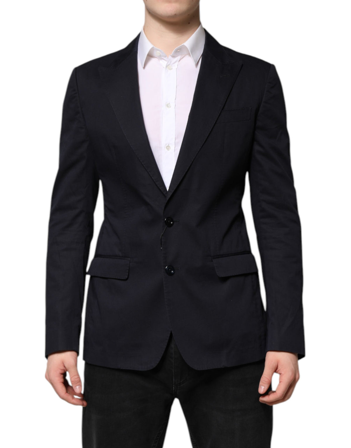 Dolce &amp; Gabbana Dunkelblaue TAORMINA-Blazer-Anzugjacke aus Baumwolle