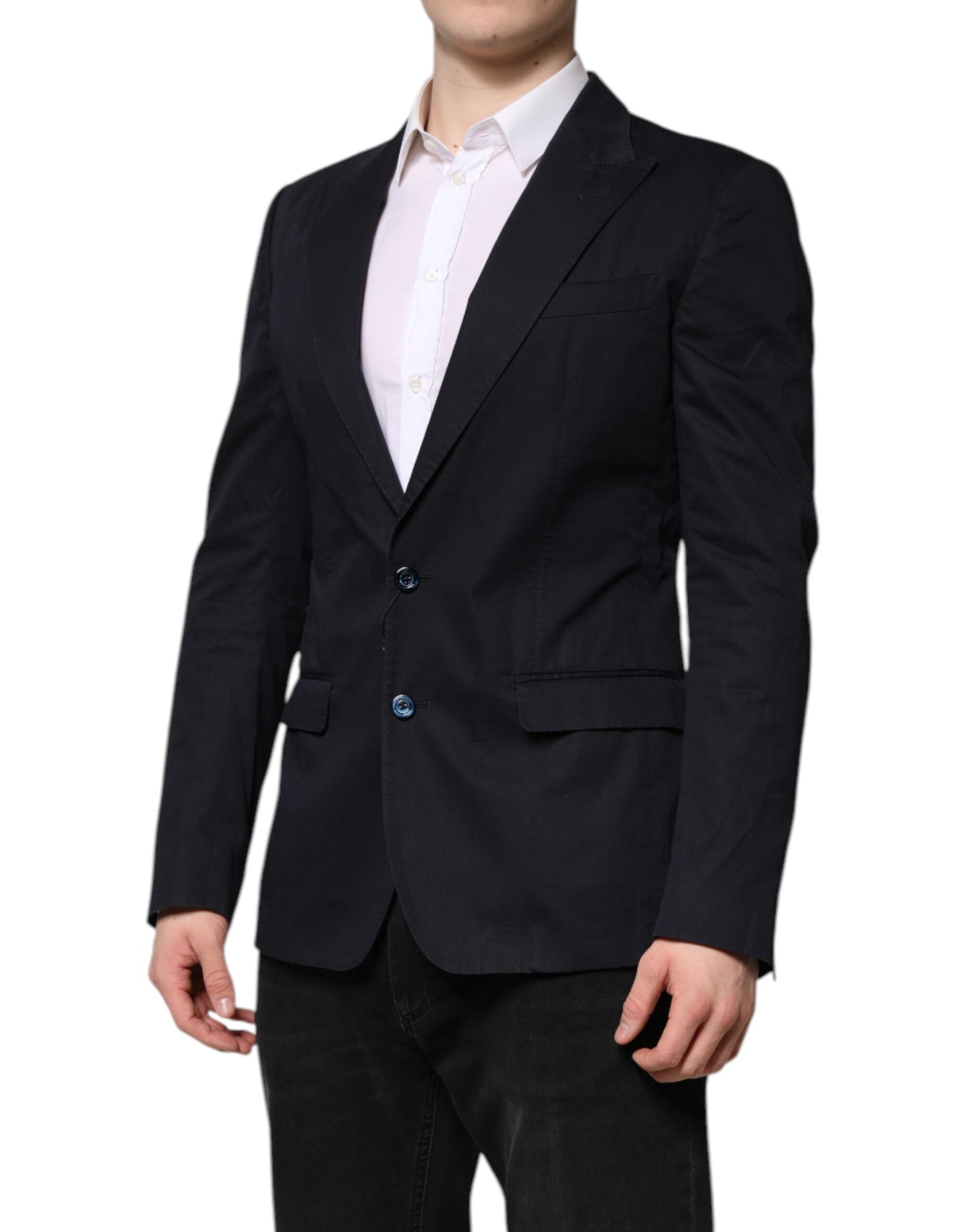 Dolce &amp; Gabbana Dunkelblaue TAORMINA-Blazer-Anzugjacke aus Baumwolle