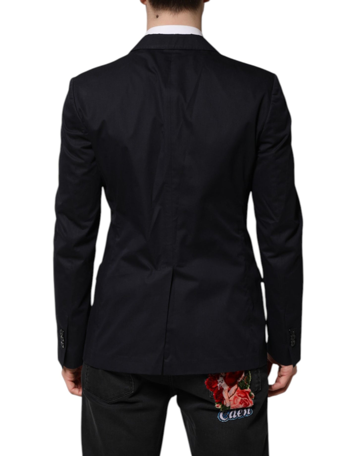 Dolce &amp; Gabbana Dunkelblaue TAORMINA-Blazer-Anzugjacke aus Baumwolle