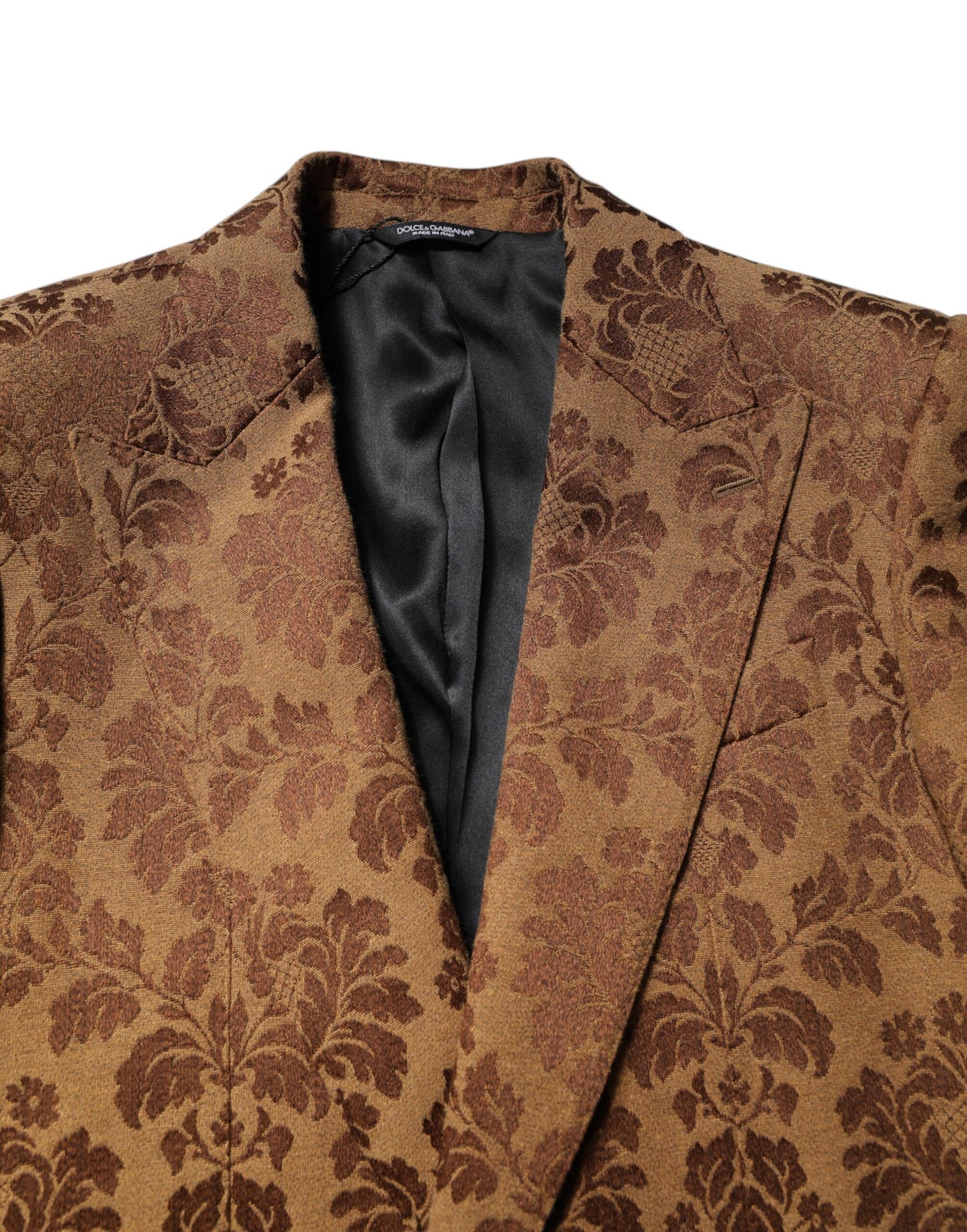 Dolce &amp; Gabbana – Brauner, geblümter Jacquard-Anzug „SICILIA“, 2-teilig