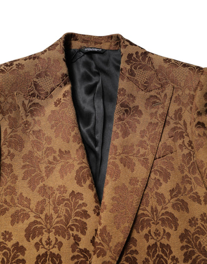Dolce &amp; Gabbana – Brauner, geblümter Jacquard-Anzug „SICILIA“, 2-teilig