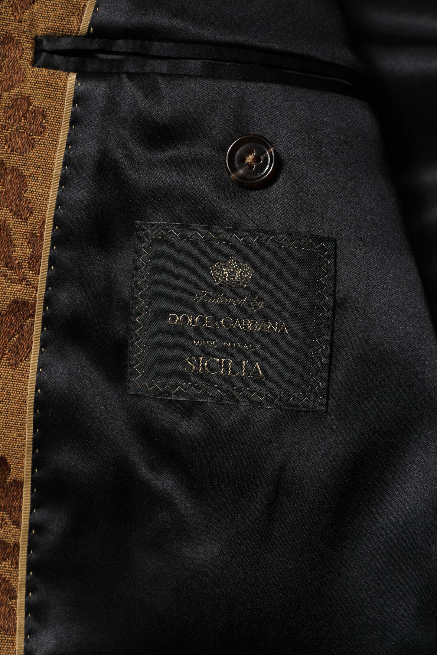 Dolce &amp; Gabbana – Brauner, geblümter Jacquard-Anzug „SICILIA“, 2-teilig