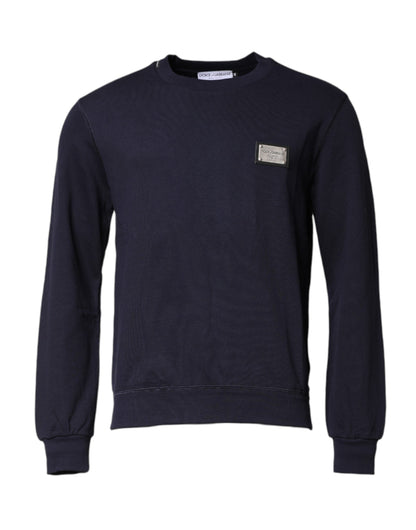 Dolce &amp; Gabbana Dunkelblauer Pullover mit Rundhalsausschnitt und Logo