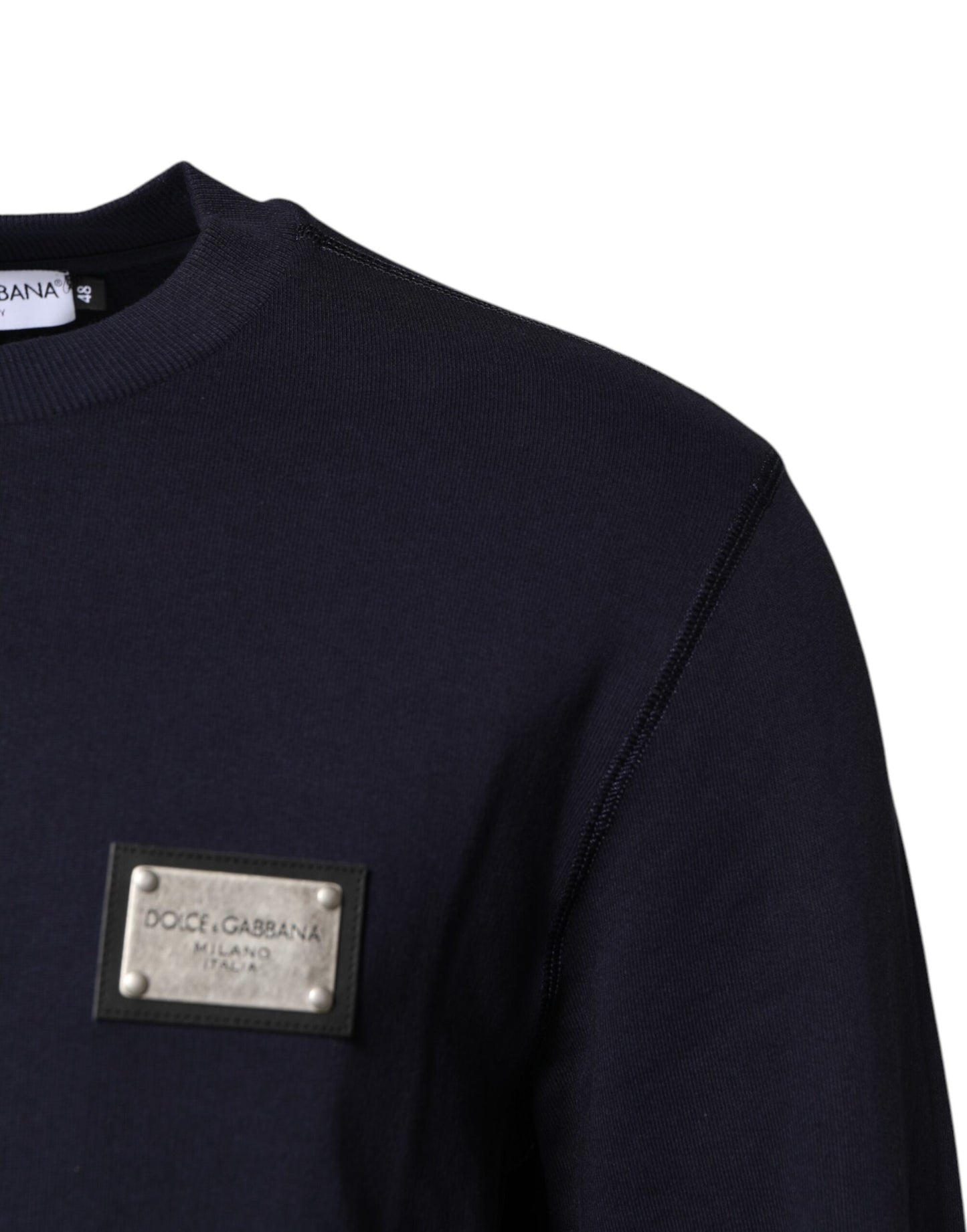 Dolce &amp; Gabbana Dunkelblauer Pullover mit Rundhalsausschnitt und Logo