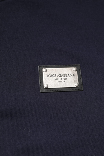 Dolce &amp; Gabbana Dunkelblauer Pullover mit Rundhalsausschnitt und Logo