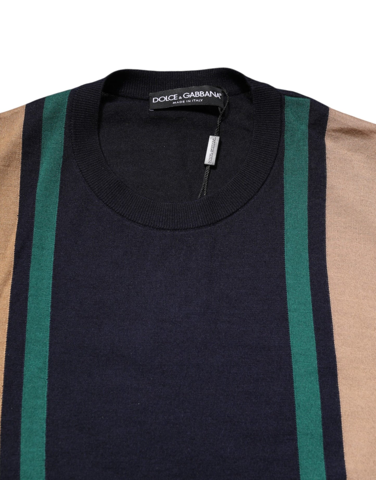 Dolce & Gabbana Multicolor Stripes Crew Neck Pullover Sweater