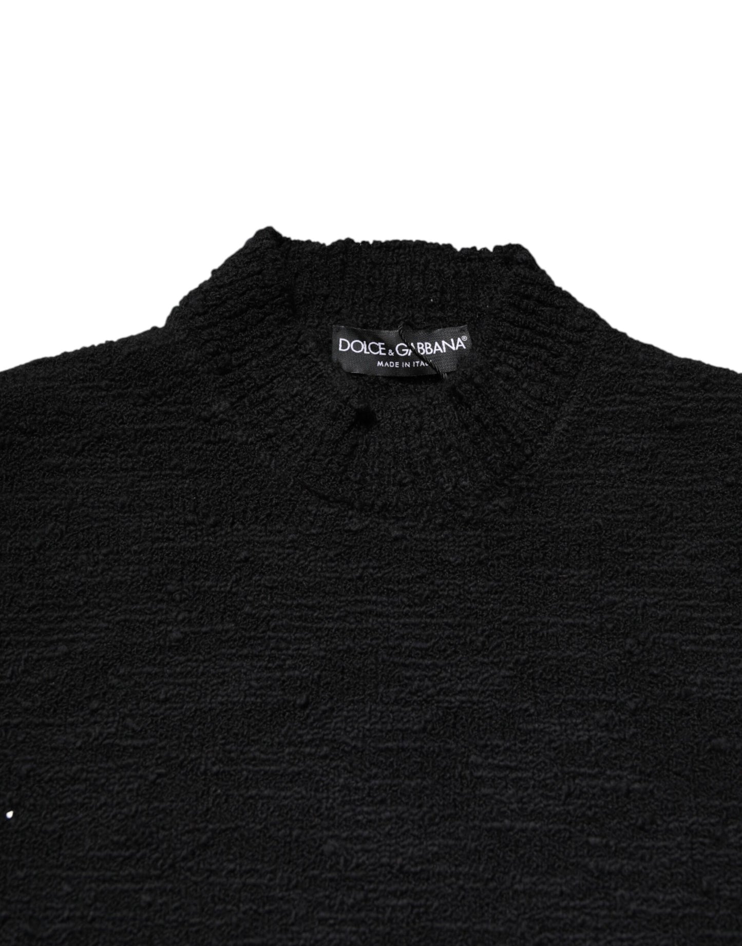 Dolce &amp; Gabbana – Schwarzer Pullover aus Wollstrick mit Rundhalsausschnitt