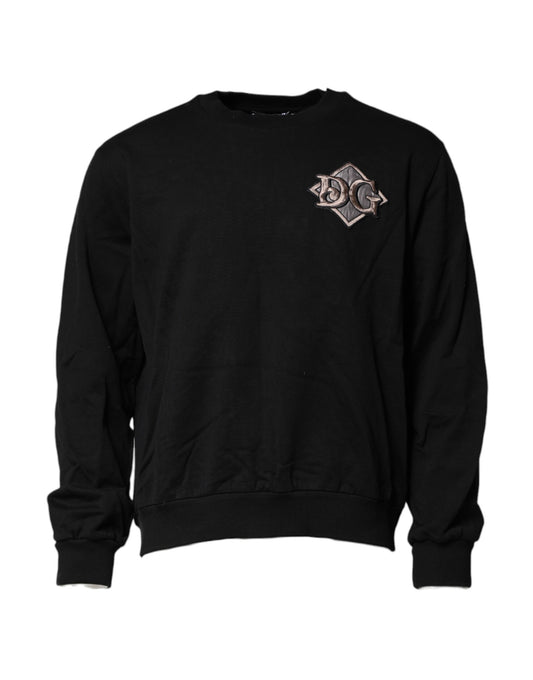 Dolce &amp; Gabbana – Schwarzes Sweatshirt mit Logo-Stickerei